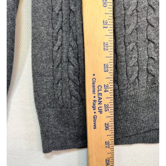 Talbots Womens Cable Knit Zip-Up Sweater Medium Gray Academia - Picture 6 of 10